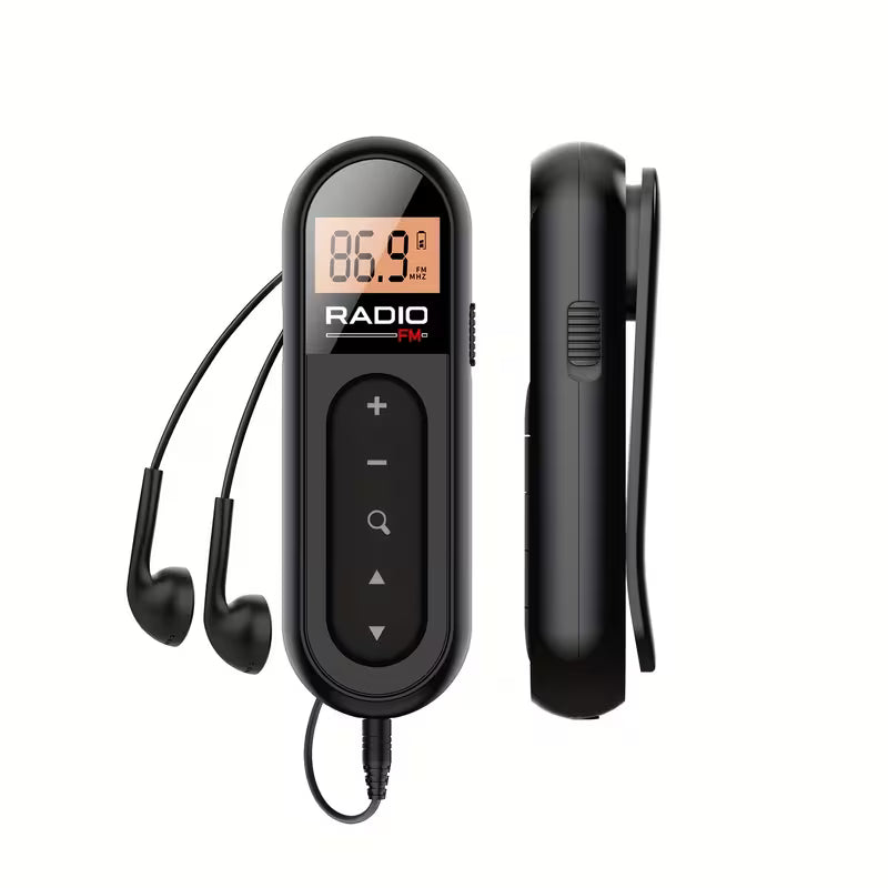2026 Hot Selling Clip-on Rechargeable Mini FM Radio – Portable for Meeting, Tour Guide, Horse Racing & Sports, Comes with Earphones