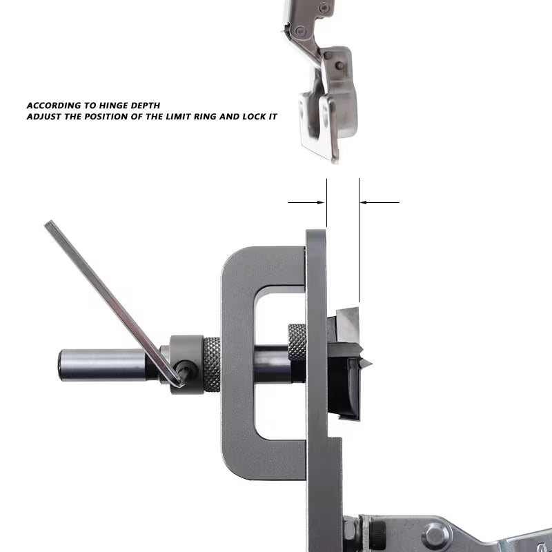 35mm Hinge Hole Opener, Cabinet Door Hinge Drilling Locator, Heavy-Duty Manual Woodworking Drill Guide Jig, Precision Door Hinge Template with Alignment Bracket, Aluminum Alloy Structure