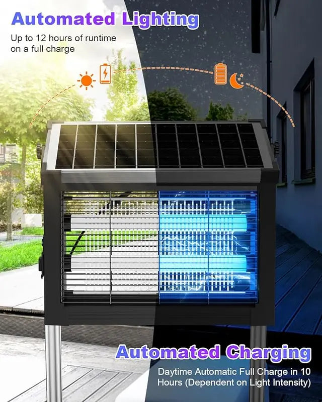 Solar Bug Zapper Outdoor,Waterproof Mosquito killer lamps Zapper with Smart Light Sensor Outdoor Solar-Powered Fly& Insect Trap for Patio, Yard, Camping, Kitchen, or Garage