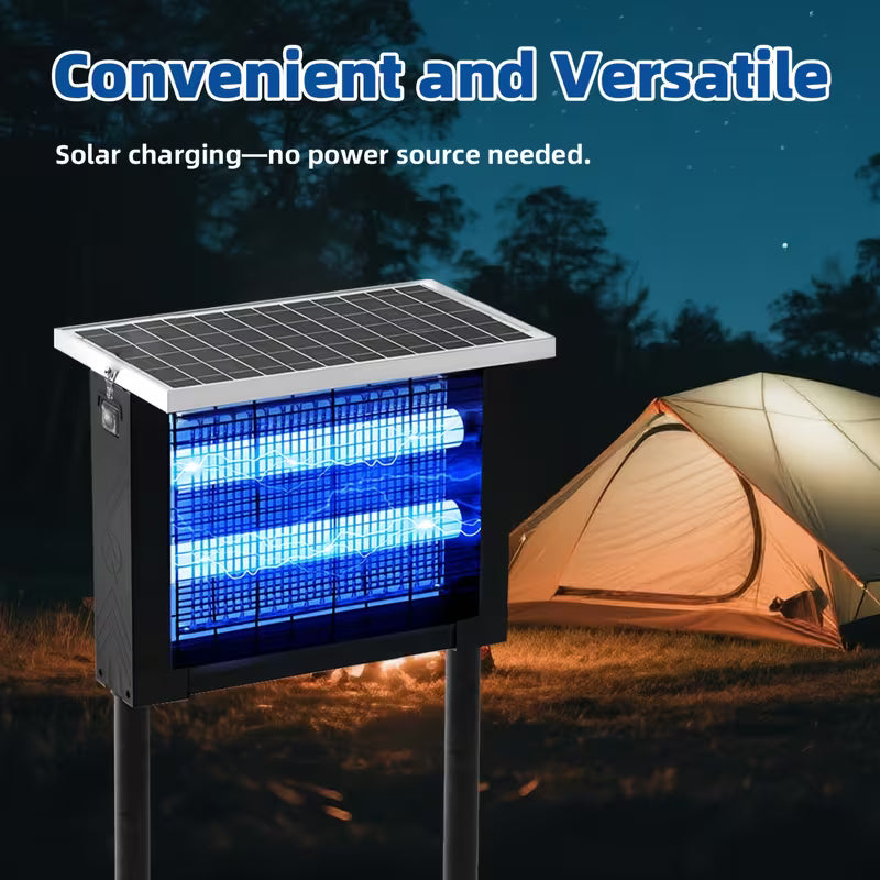 High Power Solar Bug Zapper, 2000 Sq.Ft Wide Coverage, Portable Rechargeable Outdoor Insect Trap, Waterproof Solar Mosquito Killer Light for Yard, Garden, Patio, RV, Camping & Pond Pest Control