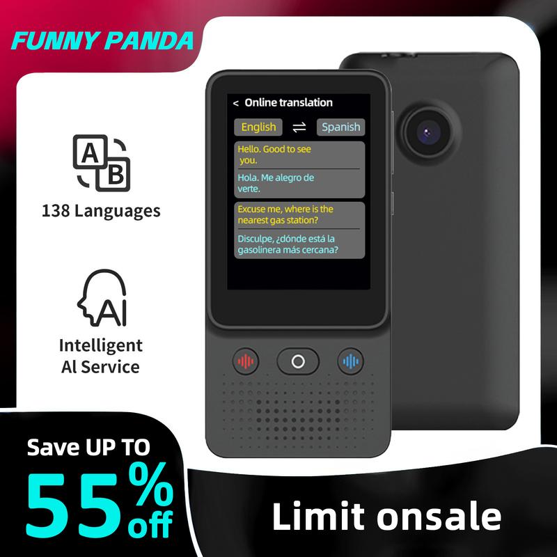 2025 Newest Portable Language Translator Device, 138 Languages AI Offline/Group/Phone Translation Device Two Way Real-Time Voice,Upgraded Chip for Travel Business Learning
