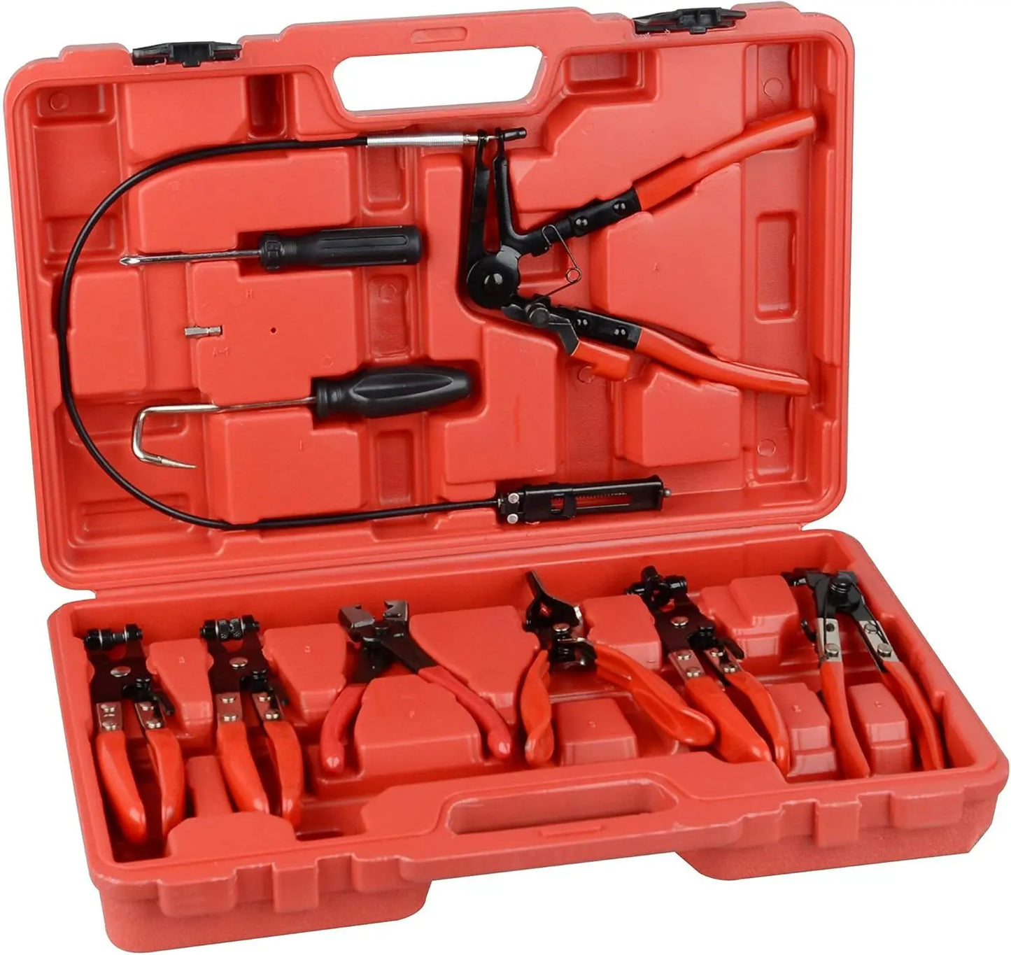 9PCS Hose Clamp Pliers,Automotive Pliers Kit,Long Reach Hose Clamp Tool Remover for Water Hose and Automotive Coolant Radiator Heater with Flexible Wire Long Reach Hose Clamp and Flat Band Pliers#summerfinds