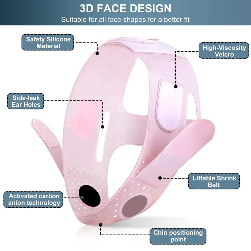 V Line Face Lifting Mask Double Chin Strap Soft Silicone Elasticity Adjustable Comfort Sagging Cheeks Multicolor for Facial Contour and Sagging Cheeks Pink