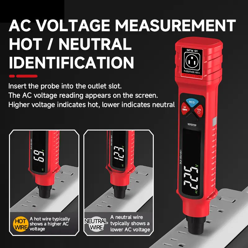 DELIXI 2 in 1 Outlet Circuit & Voltage Tester Pen, 2–440V AC Voltage Detector with NCV Function, Integrated GFCI Outlet Tester & Polarity Check, LCD Display, Audible Alarm & Flashlight, 3 Prong AC Voltage Socket Checker, Wiring Fault Detector image 5