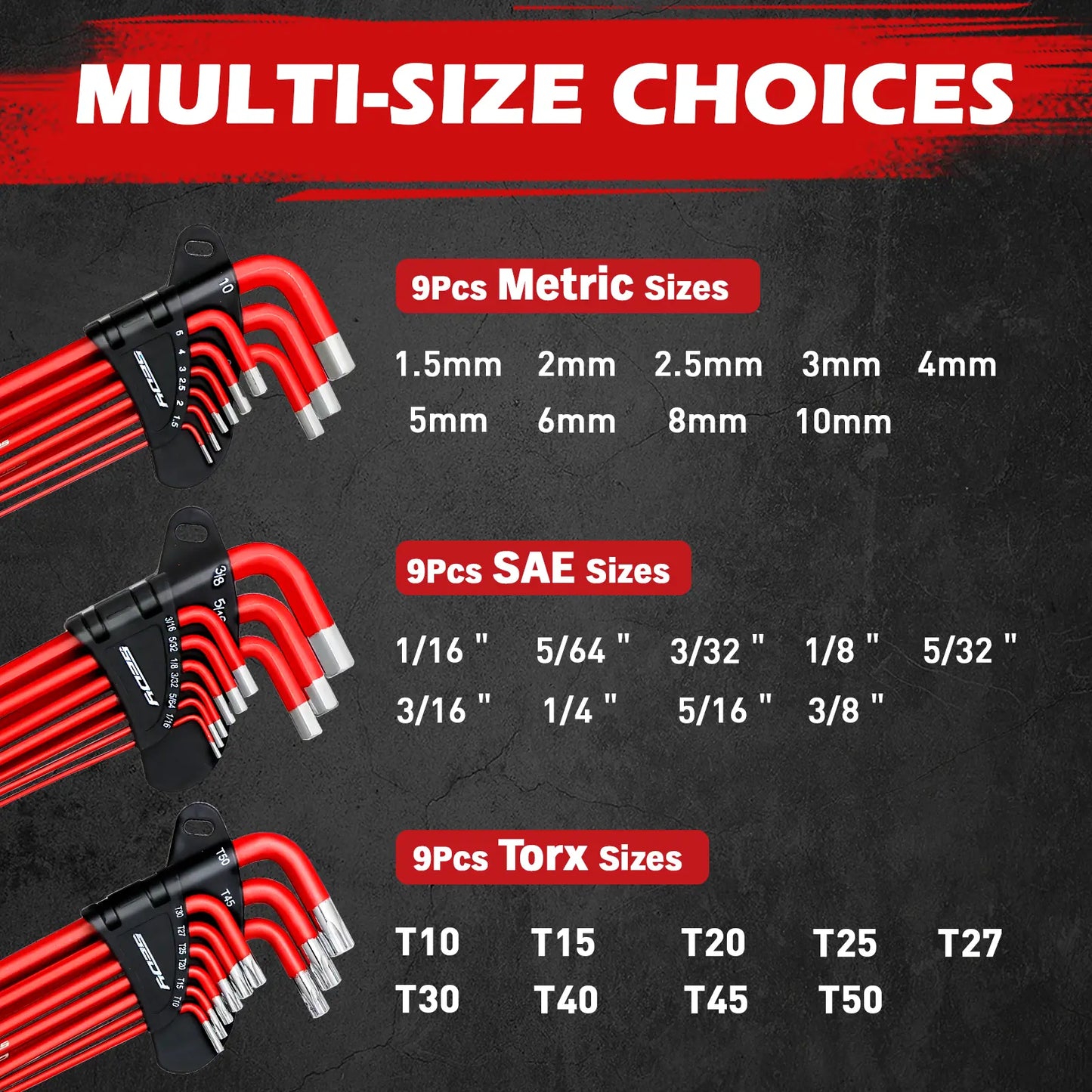 30-Piece Long Arm Ball End L-Hex & Torx Key Tool Kit Set, Hex Combination Wrench with Grip Handle, T-Handle & Extension Bars, SAE 1/16"-3/8", Metric 1.5mm-10mm, Torx T10-T50, Specialty Mechanic Tools for Mechanics, Christmas Gift,father image 2