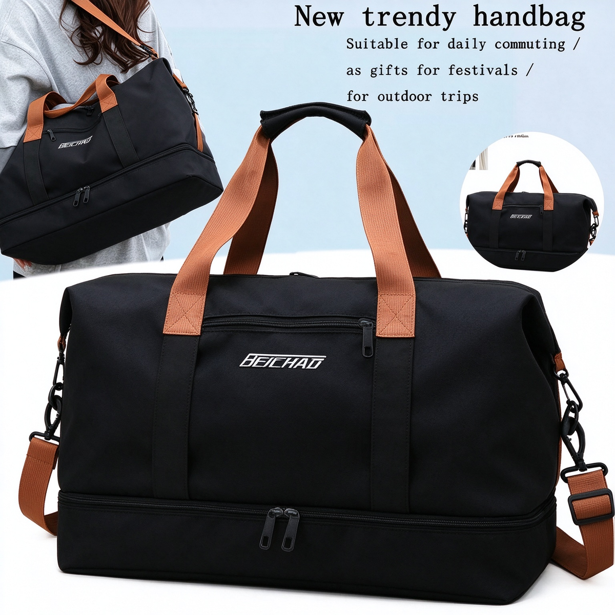 Travel Bag And Luggage Bag - a Versatile Shoulder Tote for All Seasons, Suitable for Christmas Gifts for Both Men And Women, Perfect for Daily Commutes, Dates, Outdoor Trips, And Holidays. an Excellent Gift Choice with Random Zipper Direction