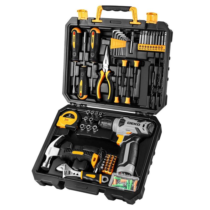 8V Cordless Drill Set, 126-Piece Home Tool Kit With Storage Box, Unisex DIY Power Tool Set For Fence Installation, Room Décor, Furniture Assembly, And Daily Repairs