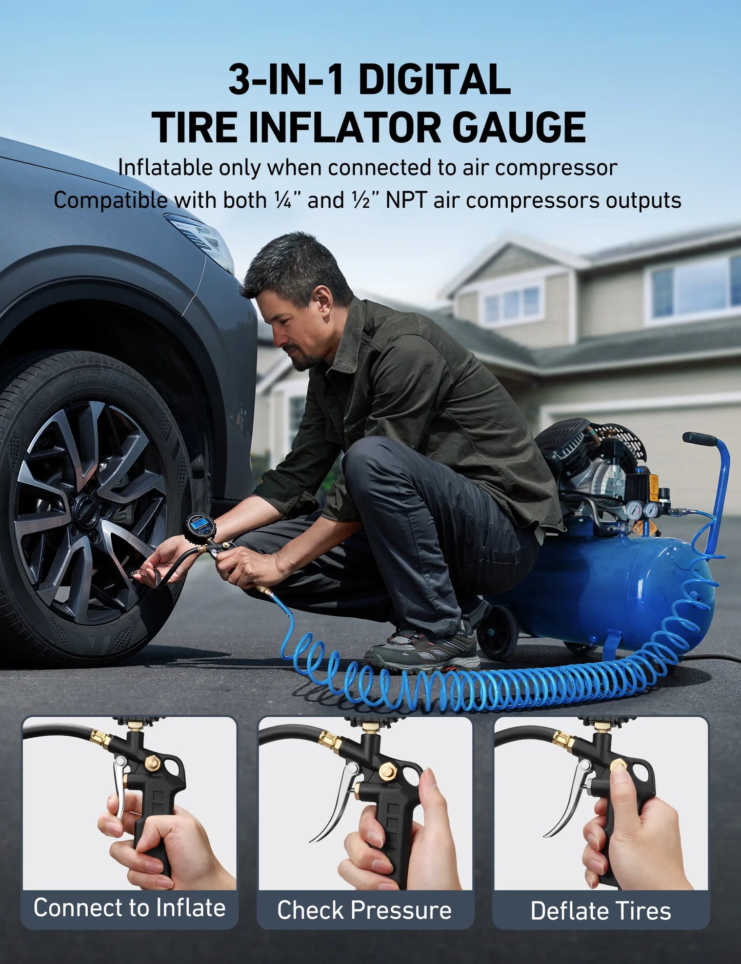 AstroAI Digital Tire Pressure Gauge with Inflator 250 PSI Air Chuck & Compressor Accessories Accuracy Measurement Durable Brass Components Automotive Vehicle Tool, Car Tire Inflator, Tire Inflator Tool dealsforyoudays image 6
