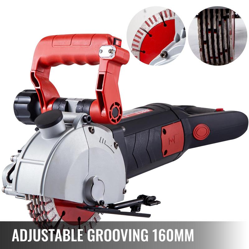 5800W Wall Chaser 38mm/1.5" Cutting Width,Wall Groove Cutting Machine 52mm/2" Cutting Depth,Wall Slotting Machine With 8 Saw Blades 6.3" Diameter 5000r/Min,One-time Forming Dustless