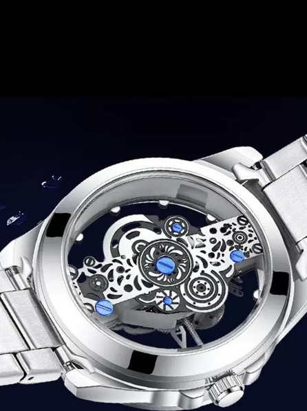 ⌚ Cash on Delivery ✨ BINBANG Men's Silver Color Steel Strap Dual-Sided Transparent Quartz Watch – Alloy Case, Analog Round Face – Luxury Trendy Sporty Casual Business Timepiece – Free Shipping