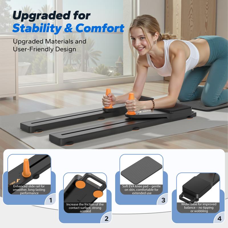 Multi-functional Adjustable Ab Exercise Board, Split Ab Slide Roller Board, Home Pilates Reformer with Knee Mat for Home Gym Core & Ab Strength Training, Abdominal Crunch Machine, dealsforyoudays