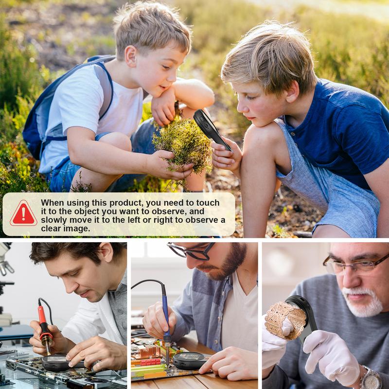 2025 Upgraded Portable Handheld Magnifying Glass,2.0 Inch Glass with 500x Magnification, 200W Pixel, Built-in 8 LEDs, Compatible with Windows & Mac OS Office Gadgets Gift for men