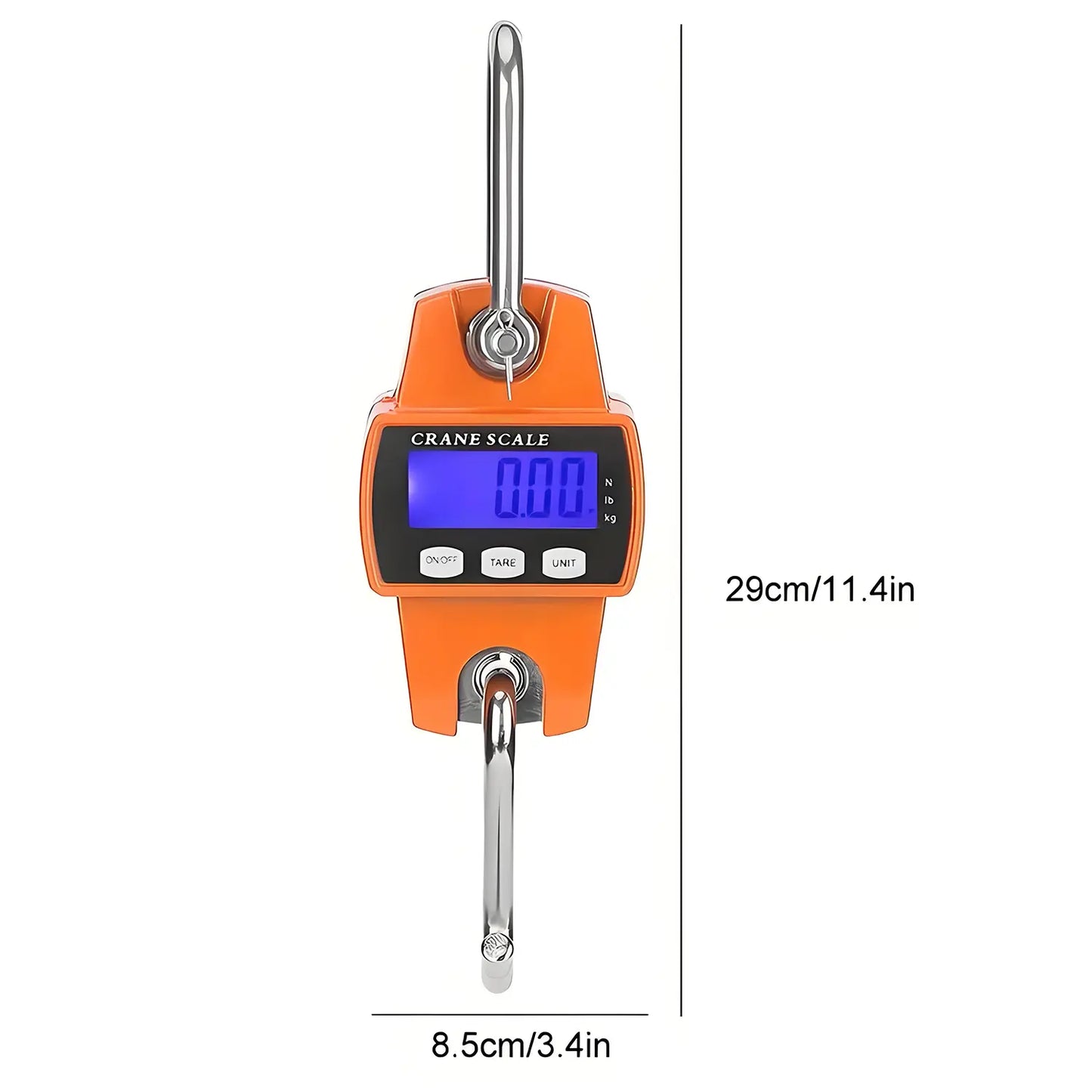 660LB/300KG Heavy Duty Digital Crane Scale - Industrial Compact LCD Metal Hanging Scale with Aluminum Body & Stainless Steel Hook for Garage, Farm, Hunting, Fishing & More (Orange) image 4