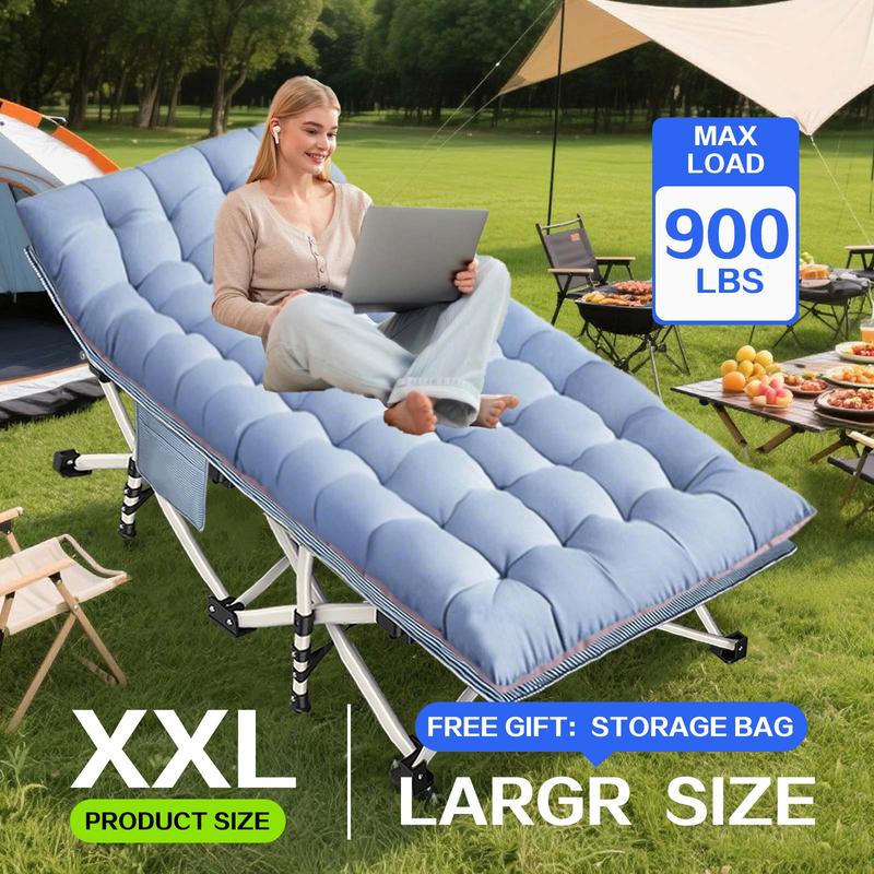 Extra Large 79in XXL Camping Cot with Mattress Folding Bed Heavy Duty Comfortable Cots for Sleeping Guest Bed with Carry Bag Portable Easy to Set-up for Home Travel Outdoor Indoor Camp