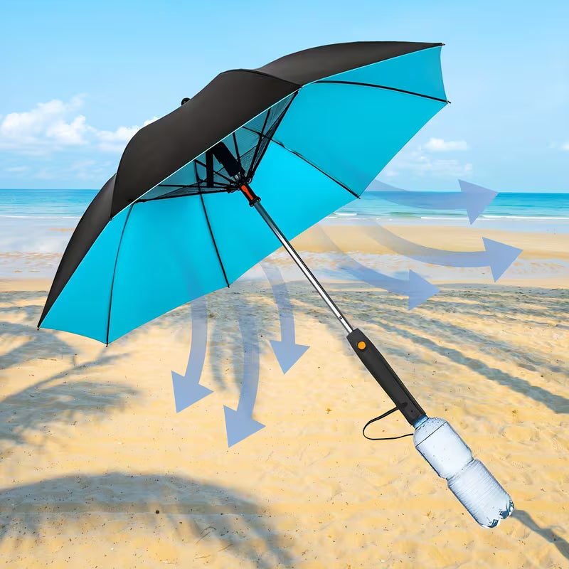 Umbrella with Fan and Mist Spray, Electric Fan Umbrella with Water Spray, Fan, Mist Spray, UV Protection Umbrella, Multifunctional Cooling Umbrella