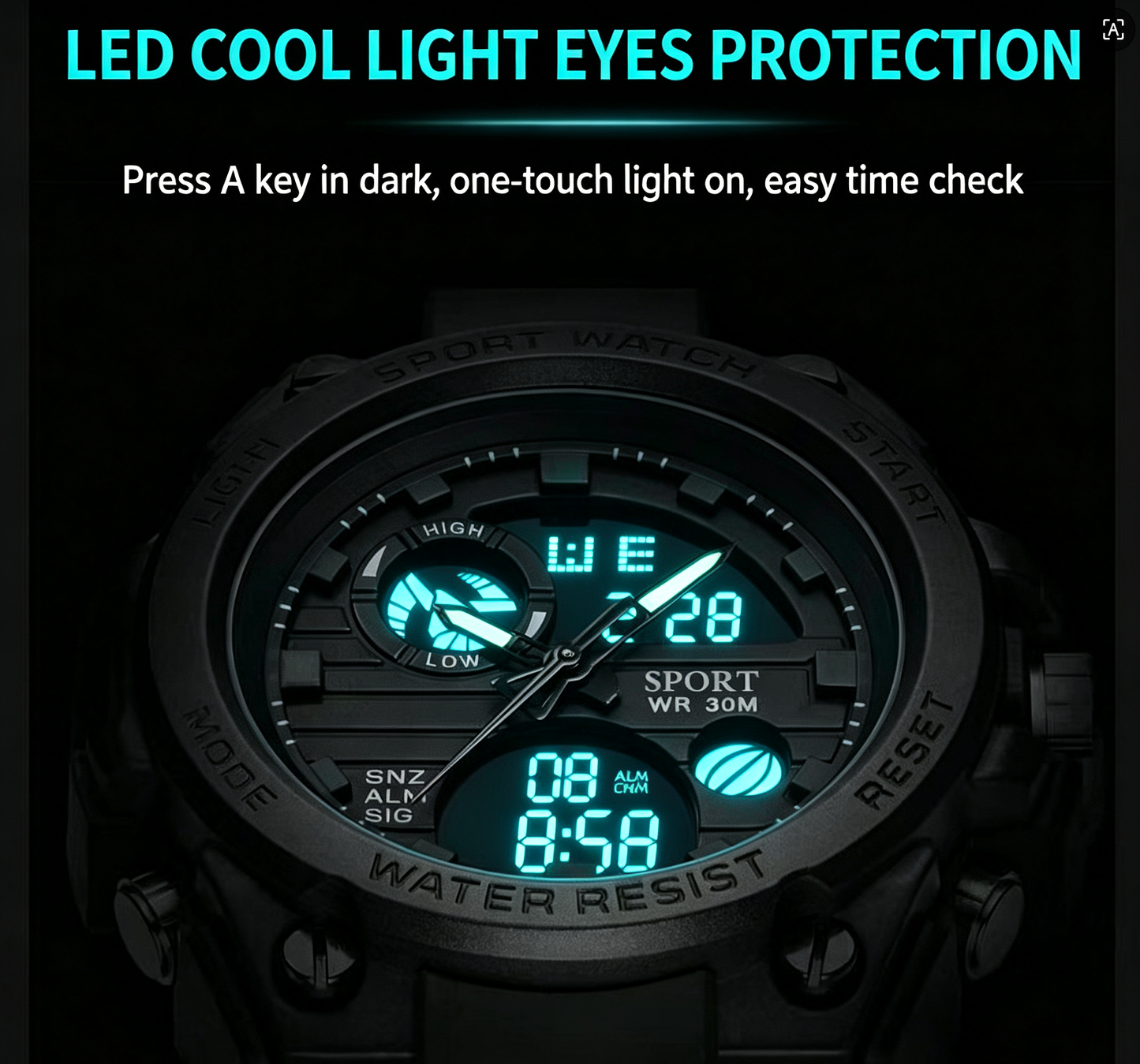 [New 2026] Men's Digital Watch, Multi‑Functional Outdoor Wrist Watch, Sports Luminous Function, Military‑Grade Quality, Waterproof and Dust‑Resistan