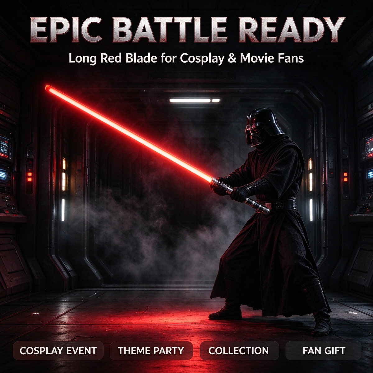 Metal Handle Red Lightsaber, USB Rechargeable Light Saber for Cosplay, Party & Collection