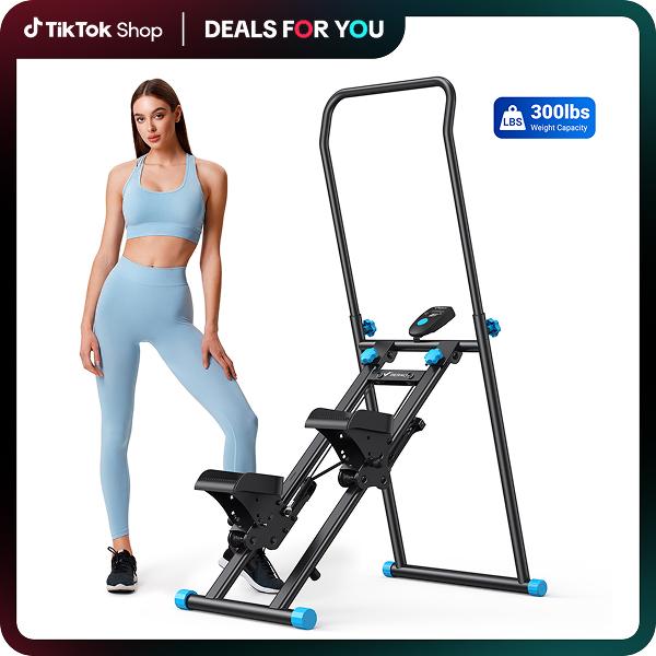 Stair Stepper with Handlebar for Full-Body Workout, 300LBS Capacity, Compact Cardio Climber Exercise Machine with Adjustable Pedals, Vertical Climber for Home Gym, dealsforyoudays