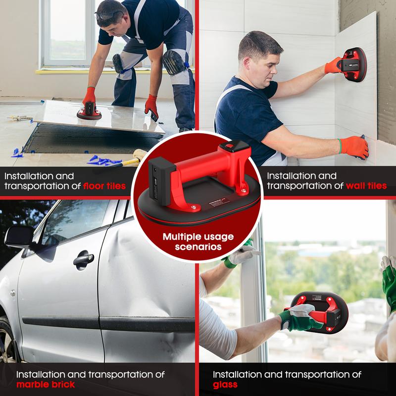 Tile Lifter, Two Battery packs. Electric Vacuum Suction Cup For Tiles, Stone, Wood, Glass, Concrete Pavers, Drywall. Lifts up to 440lbs