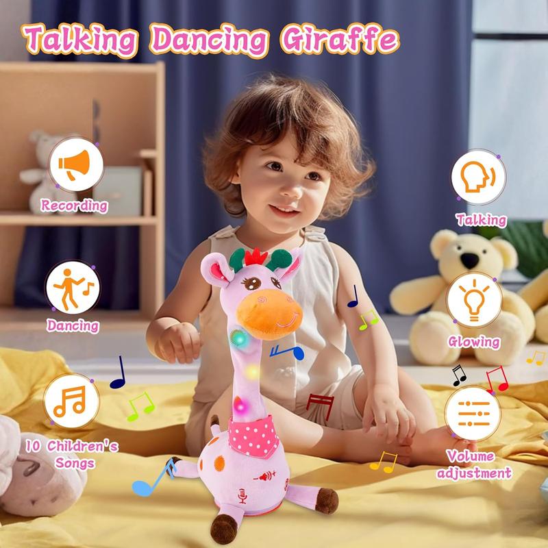 Dancing Talking Giraffe Toys - Electronic Rattle for Kids - Repeat Mimicking - Musical Sensory Plush Toy - Ideal Gift for Children's Day Birthday Christmas