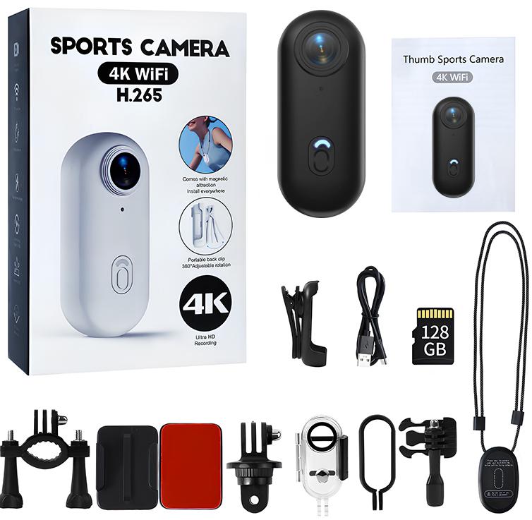 Thumb Action Camera, Thumb POV Portable Body Cam, Tiny Size, Hands Free, Mount Anywhere Magnetic Sport DV, Bike Cycling, Pet, Vlogging Card Water Proof