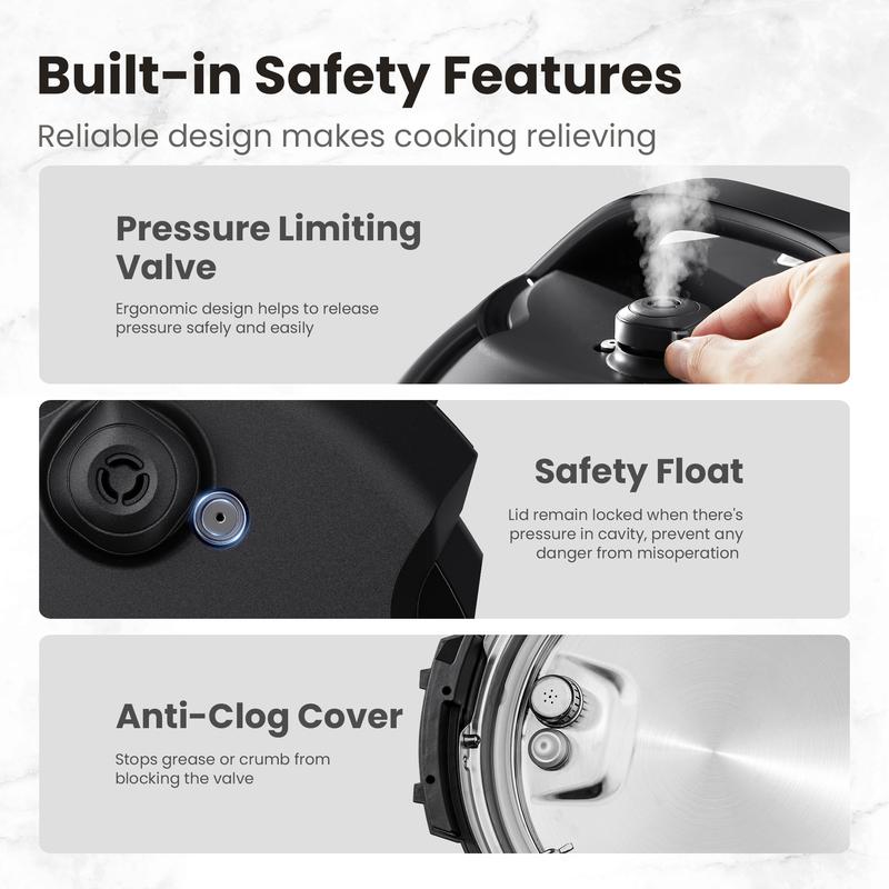 9-in-1 Electric Pressure Cooker Olla de Presion, 6QT Slow Rice Cooker 14 Presets Instant Multi Cooker