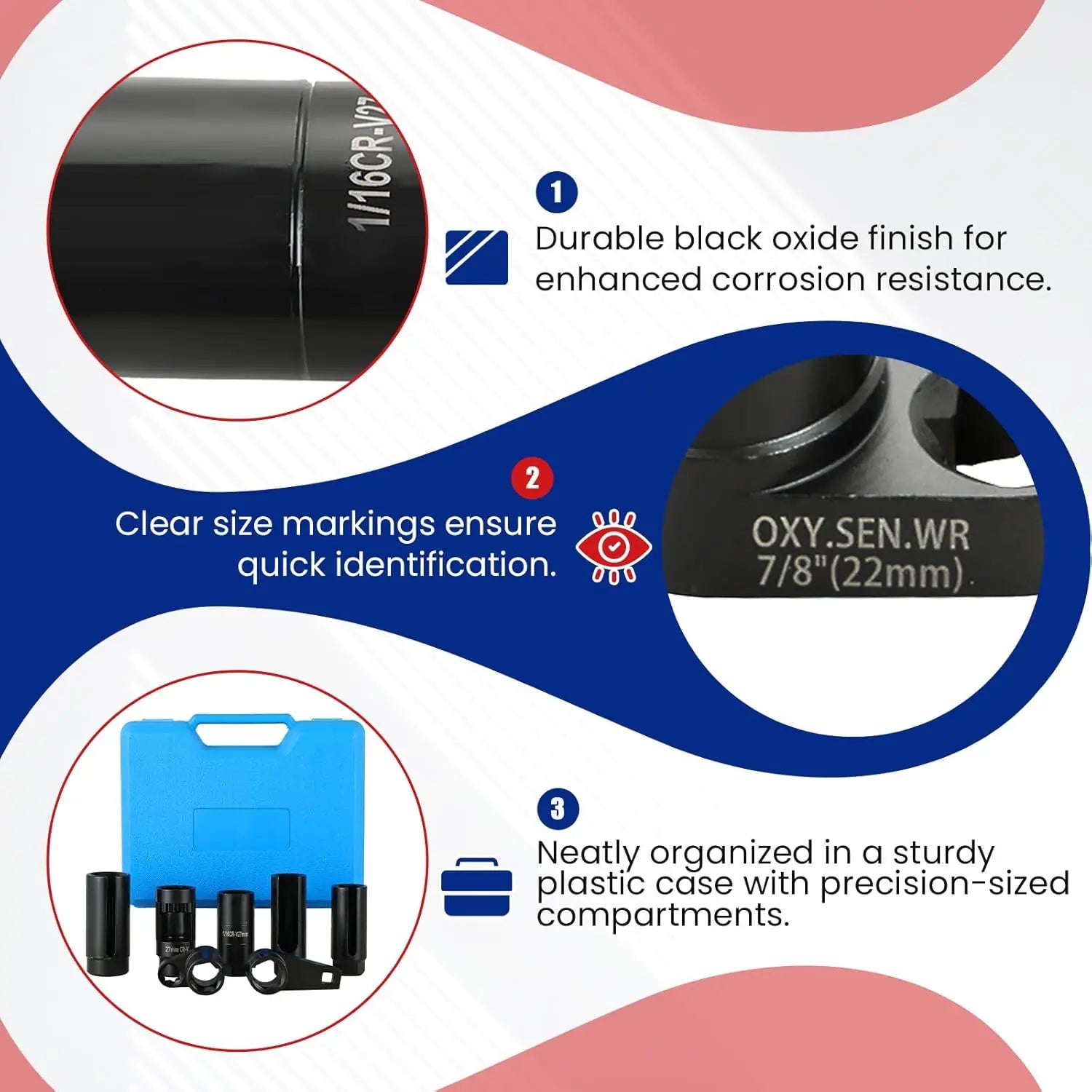 7PCS O2 Oxygen Sensor Socket Kit, Universal Sensor Removal & Installation Tool Kit, Automotive Offset Wrench Remover Tool image 4