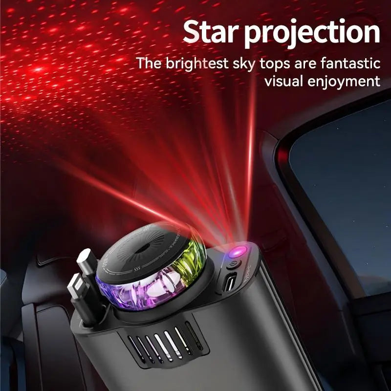 Starlight Retractable Car Charger with Aromatherapy, 5 in 1 Fast Charging 45W Car Phone Charger Adapter, USB C Car Accessories Compatible with iPhone 16/15/14/13/12/11 and Android image 3
