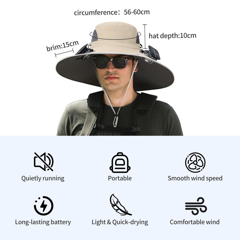 New Solar Fan Outdoor Fishing Hat-Solar Sun Protection Sun Hat with Fan Solar Fan Hat Dual Power Supply Fan Outdoor Fan
