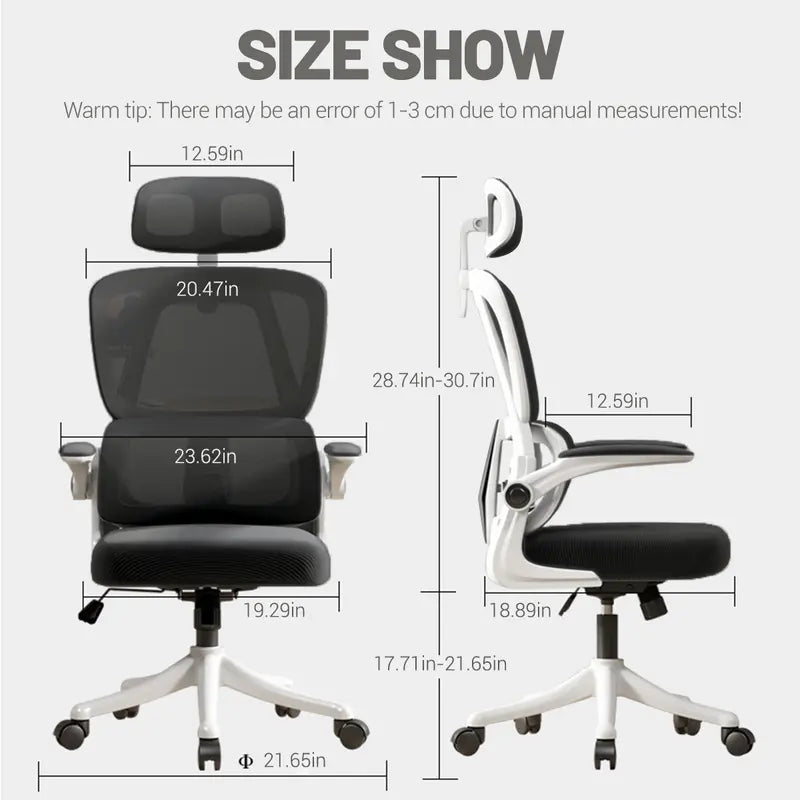 【Back To School】 Ergonomic Office Chair Comfort Home Desk Chair Adjustable High Back Mesh Chair Lumbar Support Computer Chair with Flip-up Arms for Gaming office chair