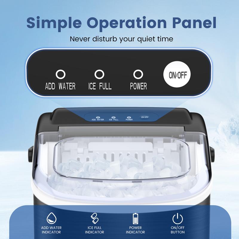 Christmas present COWSAR Bullet Ice Maker Countertop with Self-Cleaning, Staninless Steel or ABS Plastic, 26.5lbs/24Hrs, 6 Mins/9 Pcs Bullet Ice, Portable Ice Maker for Kitchen/Home/Office/Party/RV