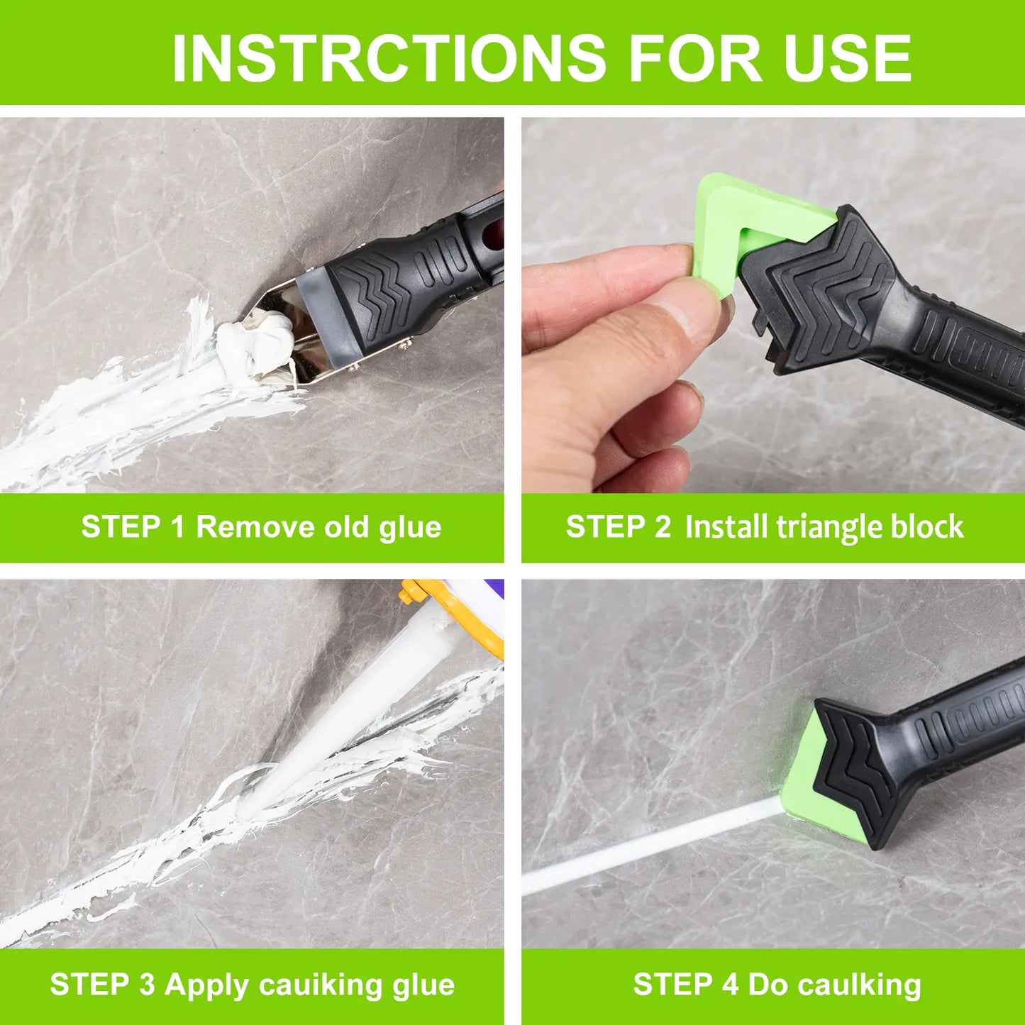 Silicone Caulking Tool 5 in 1 - Sealant, Grout Removal Tool, Grout Scraper, 6 Exchange Silicone Pads, Seam Repair Tool Kit for Kitchen & Bathroom image 3
