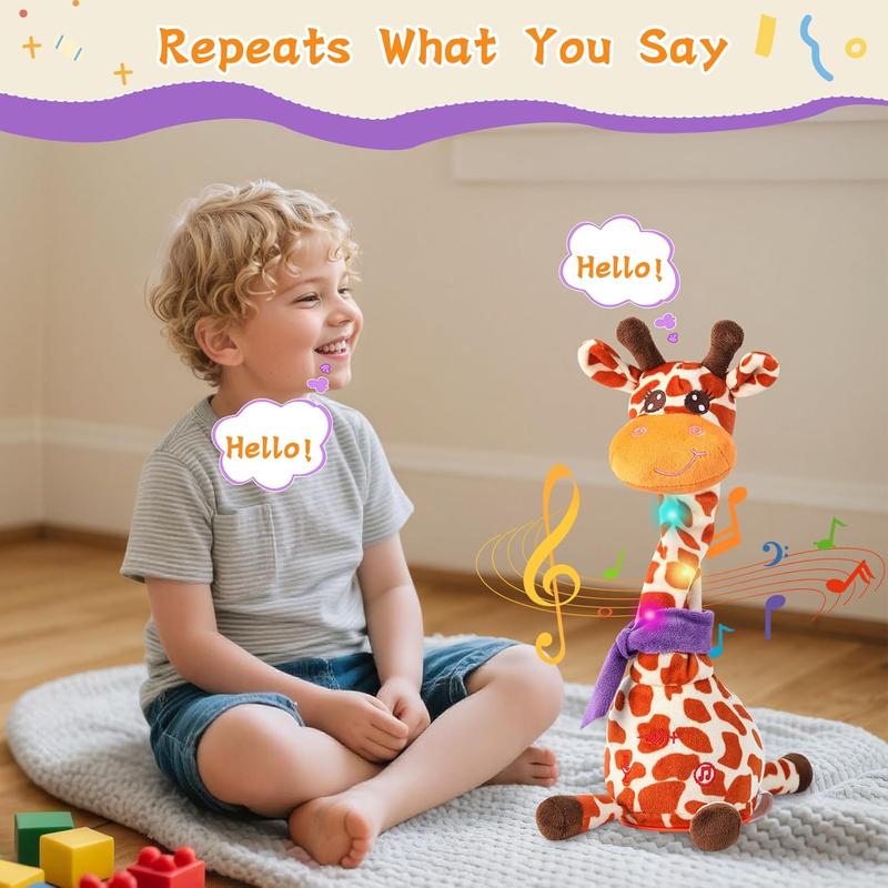 Dancing Talking Giraffe Toys - Electronic Rattle for Kids - Repeat Mimicking - Musical Sensory Plush Toy - Ideal Gift for Children's Day Birthday Christmas
