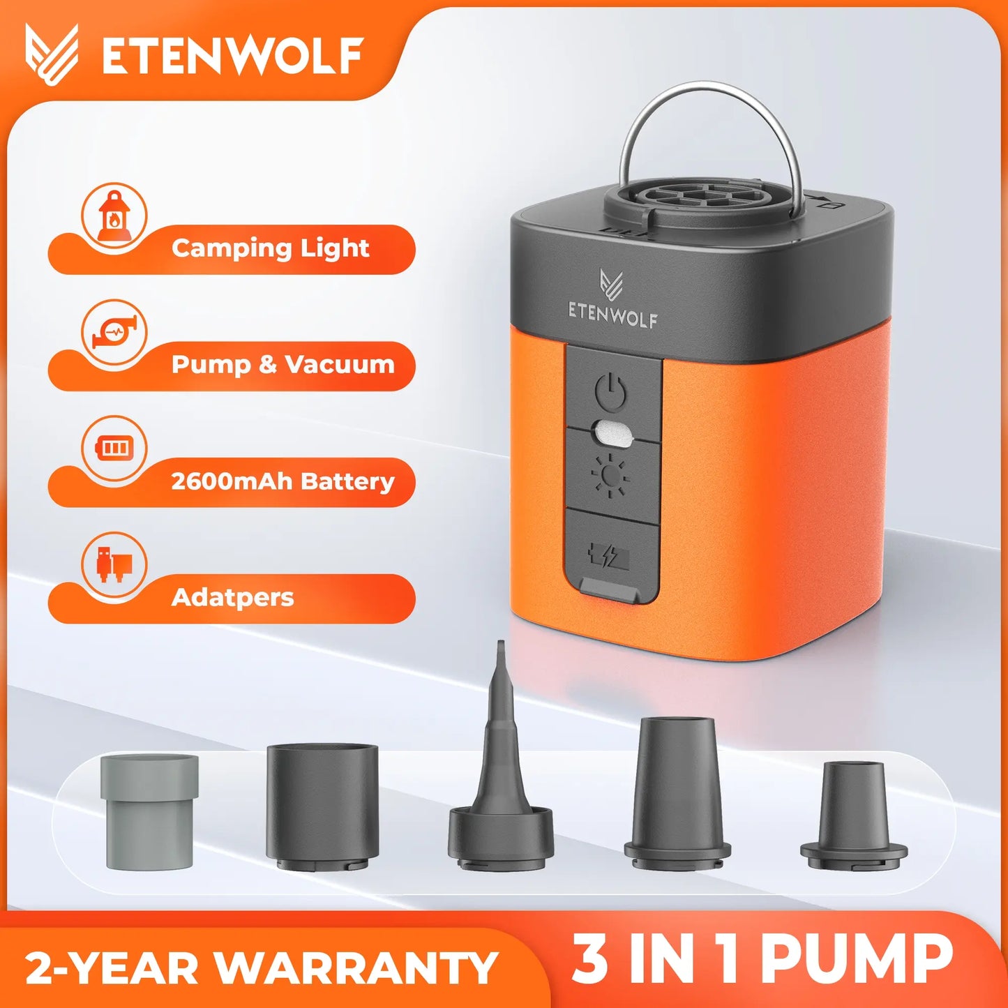 Cash on Delivery Multifunctional Inflation Pump, Wireless Outdoor Air Pump with Charging & Lighting Function Portable Electric Air Compressor for Camping Inflatable Goods