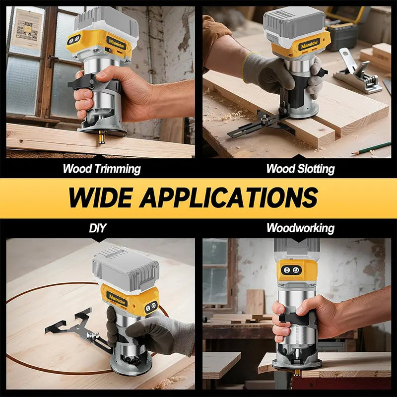 Cordless Palm Trim Router Bare Tool, Brushless Motor, 5-Speed Lock, 5 Adjustable Speeds (12,000 to 30,000 RPM), Edge Trimming & Carving, Compatible With Dewalt 20V Battery, Woodworking Slotting Tool image 8