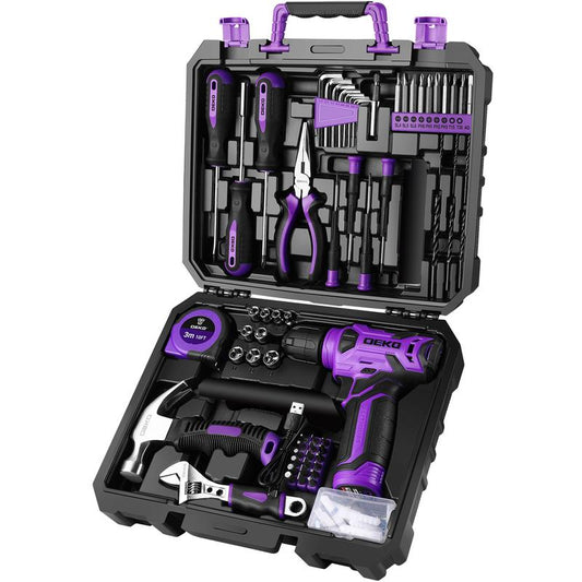 8V Cordless Drill Set, 126-Piece Home Tool Kit With Storage Box, Unisex DIY Power Tool Set For Fence Installation, Room Décor, Furniture Assembly, And Daily Repairs