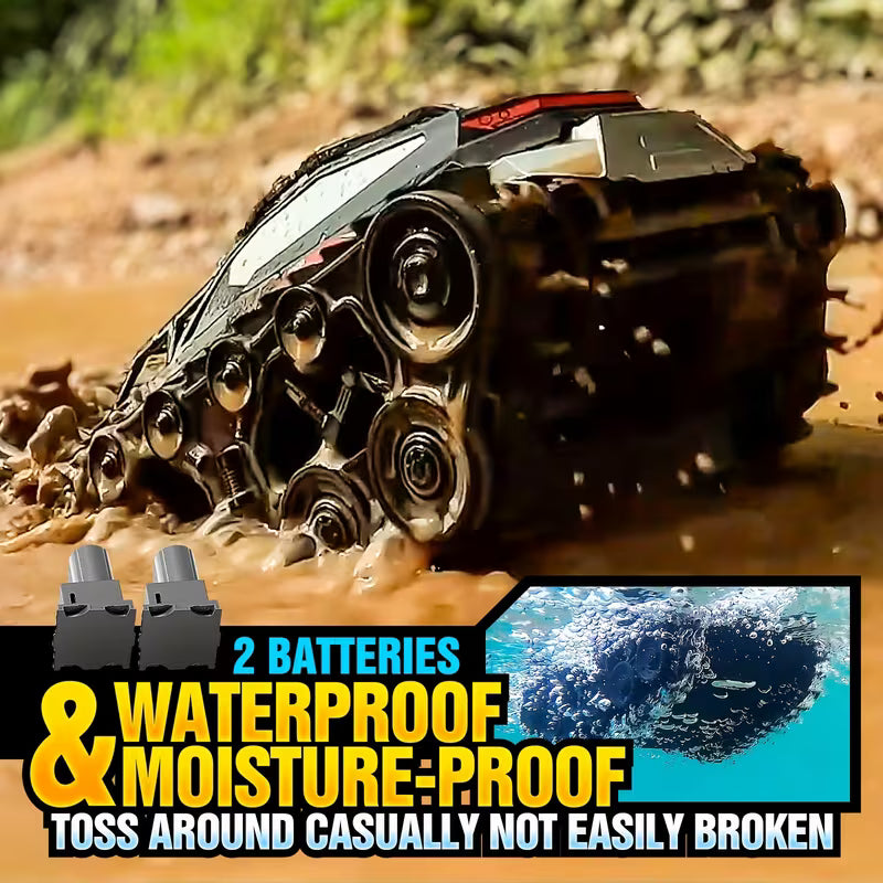 Amphibious RC Tank with 2 Batteries – High‑Torque Off‑Road Crawler, 4WD/6WD Tracked Vehicle with Drift & Climb Capability – Perfect Christmas Gift for Boys