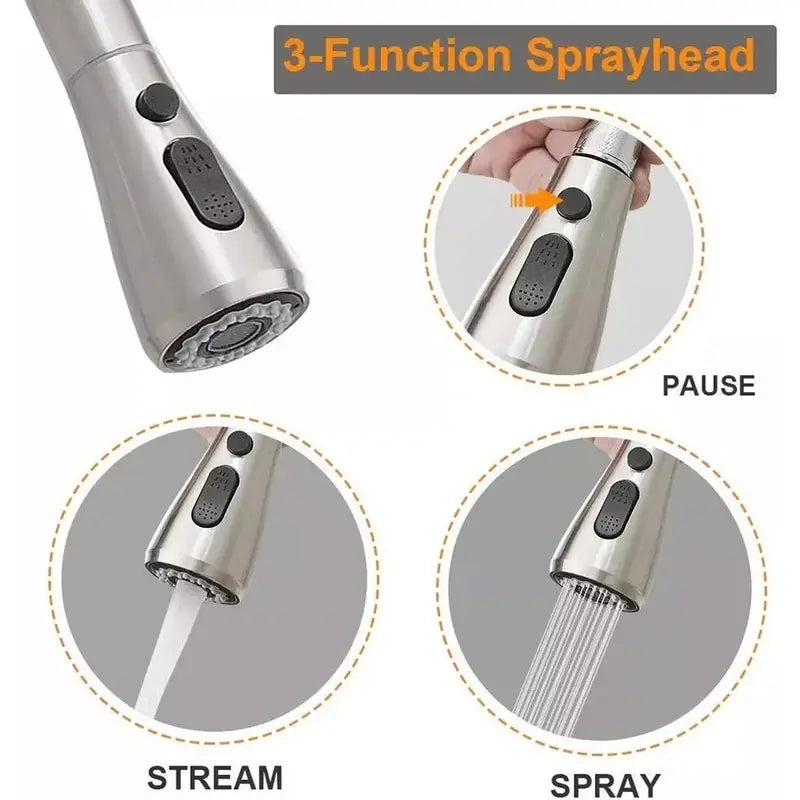 Brushed Nickel Kitchen Faucet with Pull Down Sprayer, High Arc Single Hole Kitchen Sink Faucet with Sprayer, Commercial Modern Pull Out Stainless Steel Kitchen Faucet