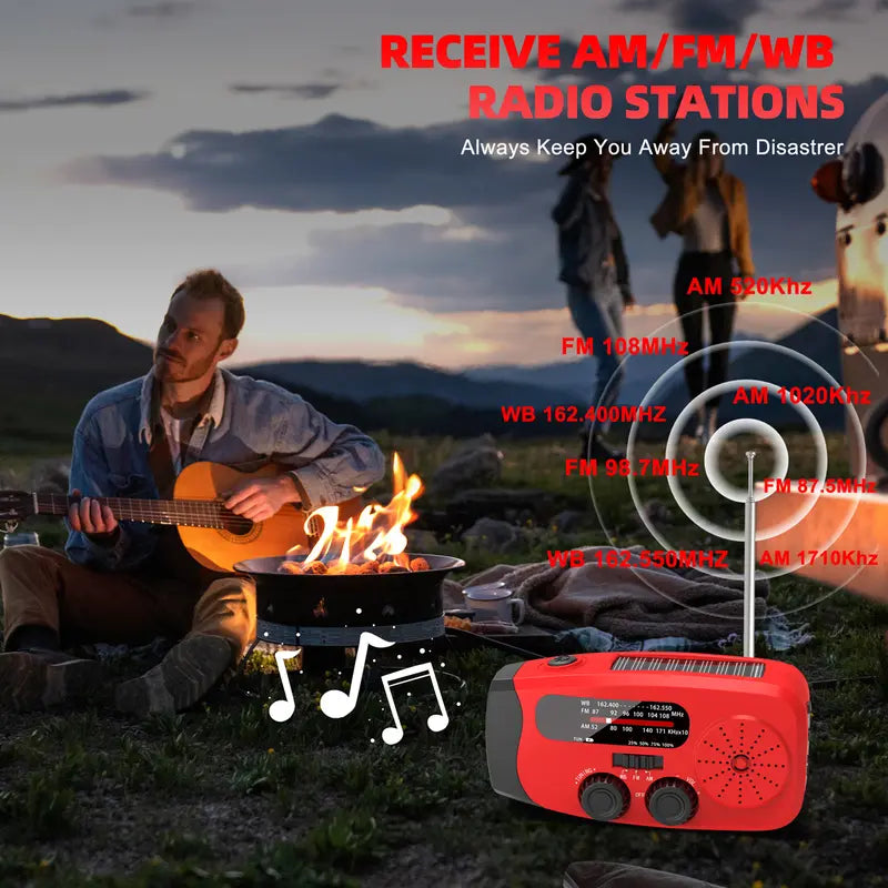 2000mAh Solar Hand Crank Emergency Radio, AM/FM/NOAA with LED Flashlight, for Hurricane Preparedness & Outdoor Survival Portable Fathersdaygift