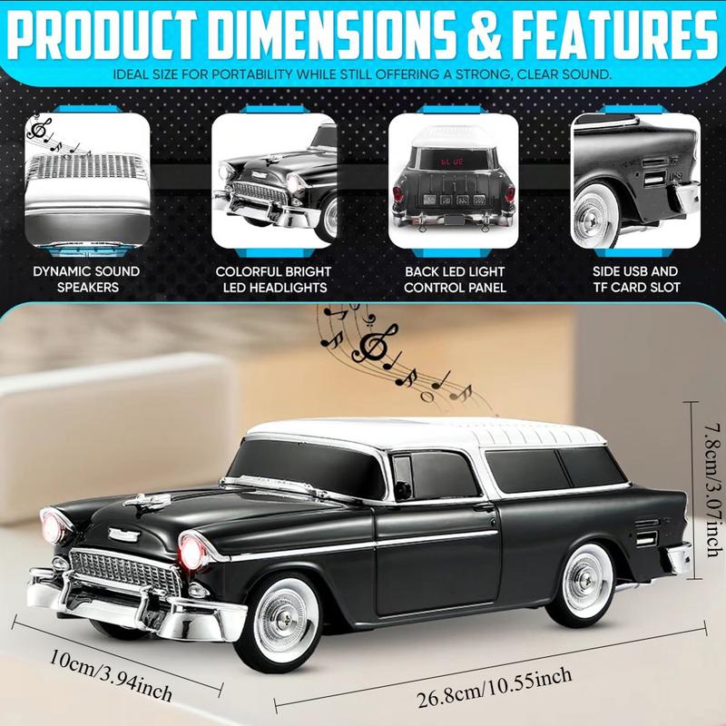 WSTER WS-1955 Retro car model Bluetooth speaker with LED display, USB interface, FM radio function, TF, AUX, Father's Day, birthday gift TikTokShopBlackFriday