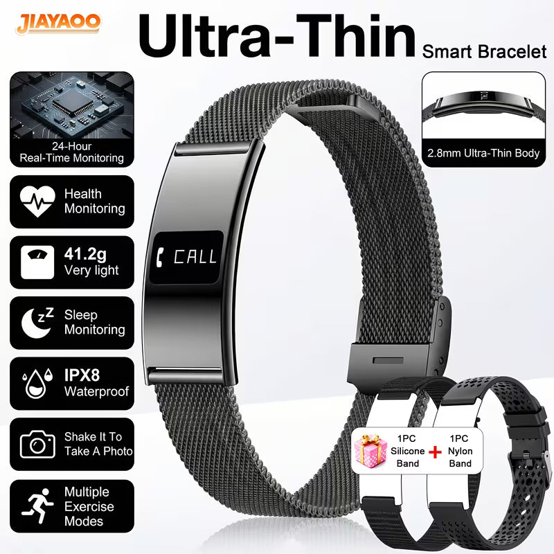 Ultra‑Slim Fashion Smart Watch – 2.8mm Ultra‑Thin Body, IPX8 Waterproof, Step & Sleep & Menstrual Tracking, Shake‑to‑Capture – Perfect as Nice Gift for Friends, iOS & Android Compatible