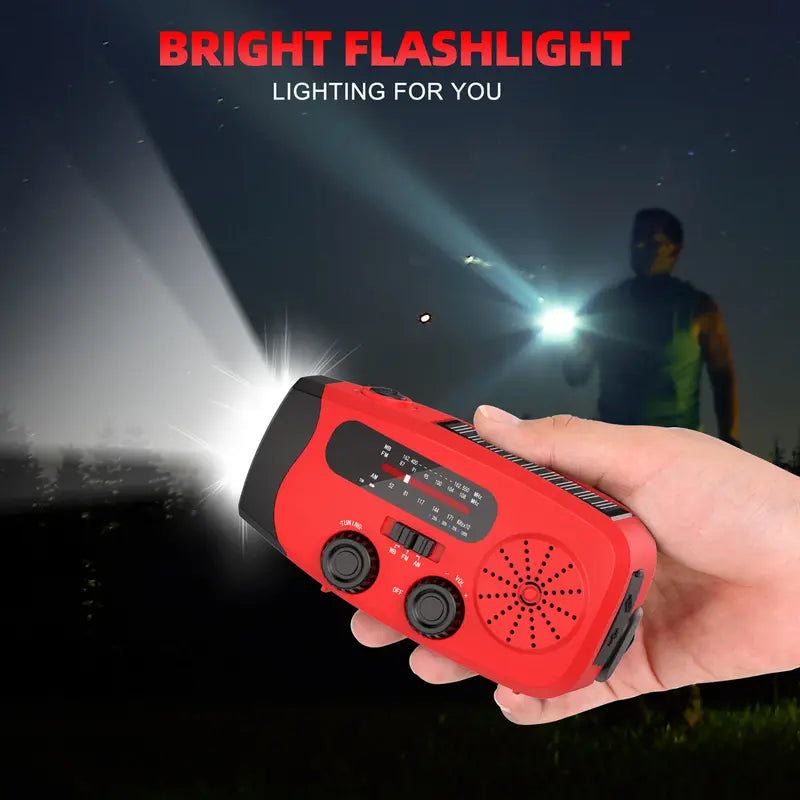 2000mAh Solar Hand Crank Emergency Radio, AM/FM/NOAA with LED Flashlight, for Hurricane Preparedness & Outdoor Survival Portable Fathersdaygift