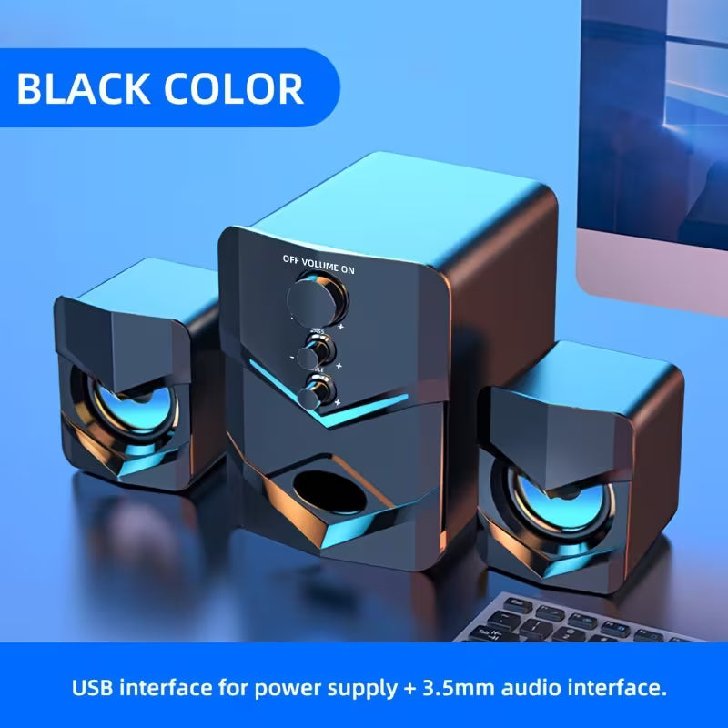 Cash on Delivery Tanzania Free Shipping Big Brand Guarantee 98% Positive 💻 SADA D-222 2.1 Desktop Speaker System – USB Powered, 3.5mm AUX Input, LED Ambient Light, Subwoofer for PC & Laptop