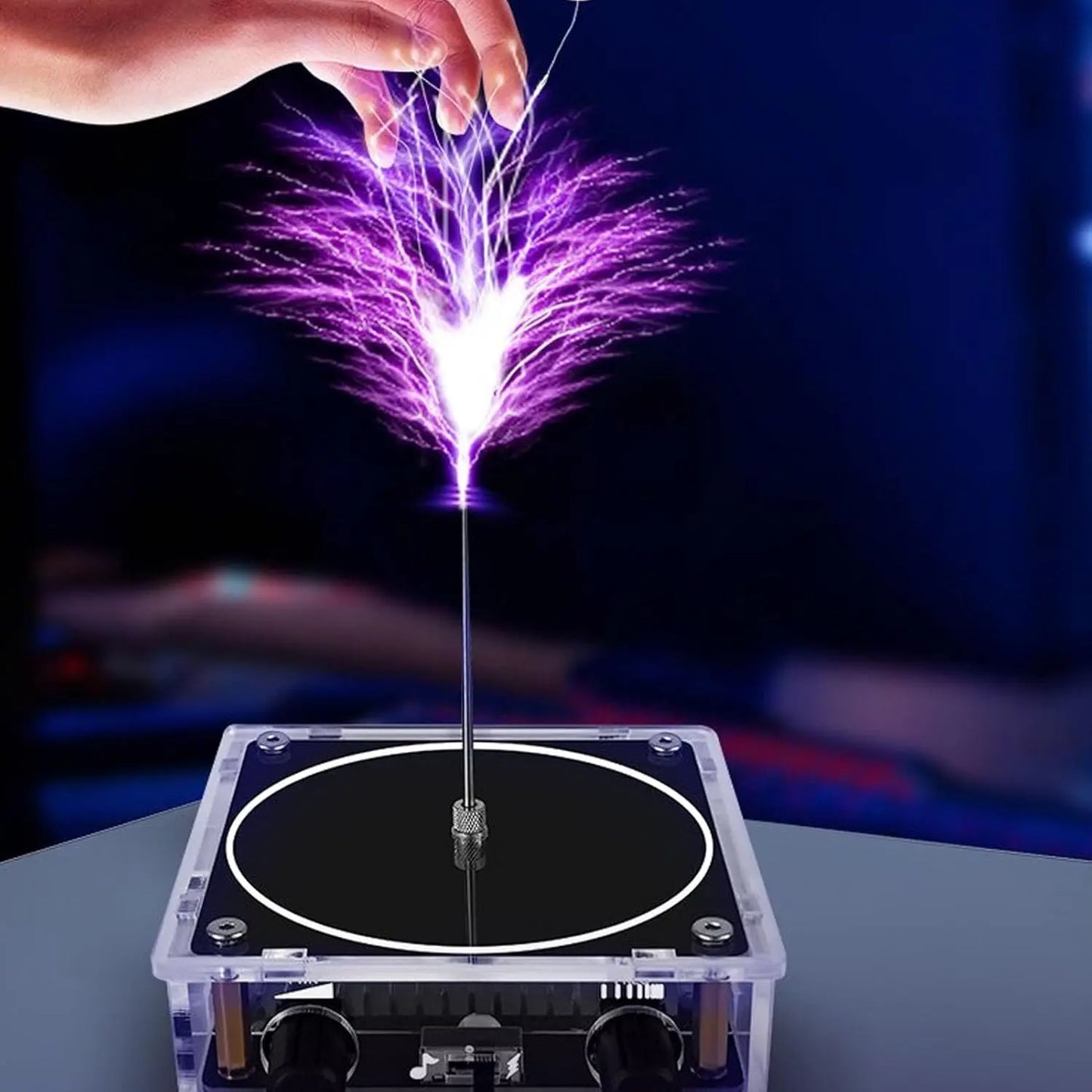 Multifunction Cool Gadgets Musical Tesla Coil Science Experiment Kit - Bluetooth-Enabled Touchable Spark Arc Generator, Compact Interactive Music Boxes with Reinforced Rings, Wireless Teaching Aid for Experimental Education