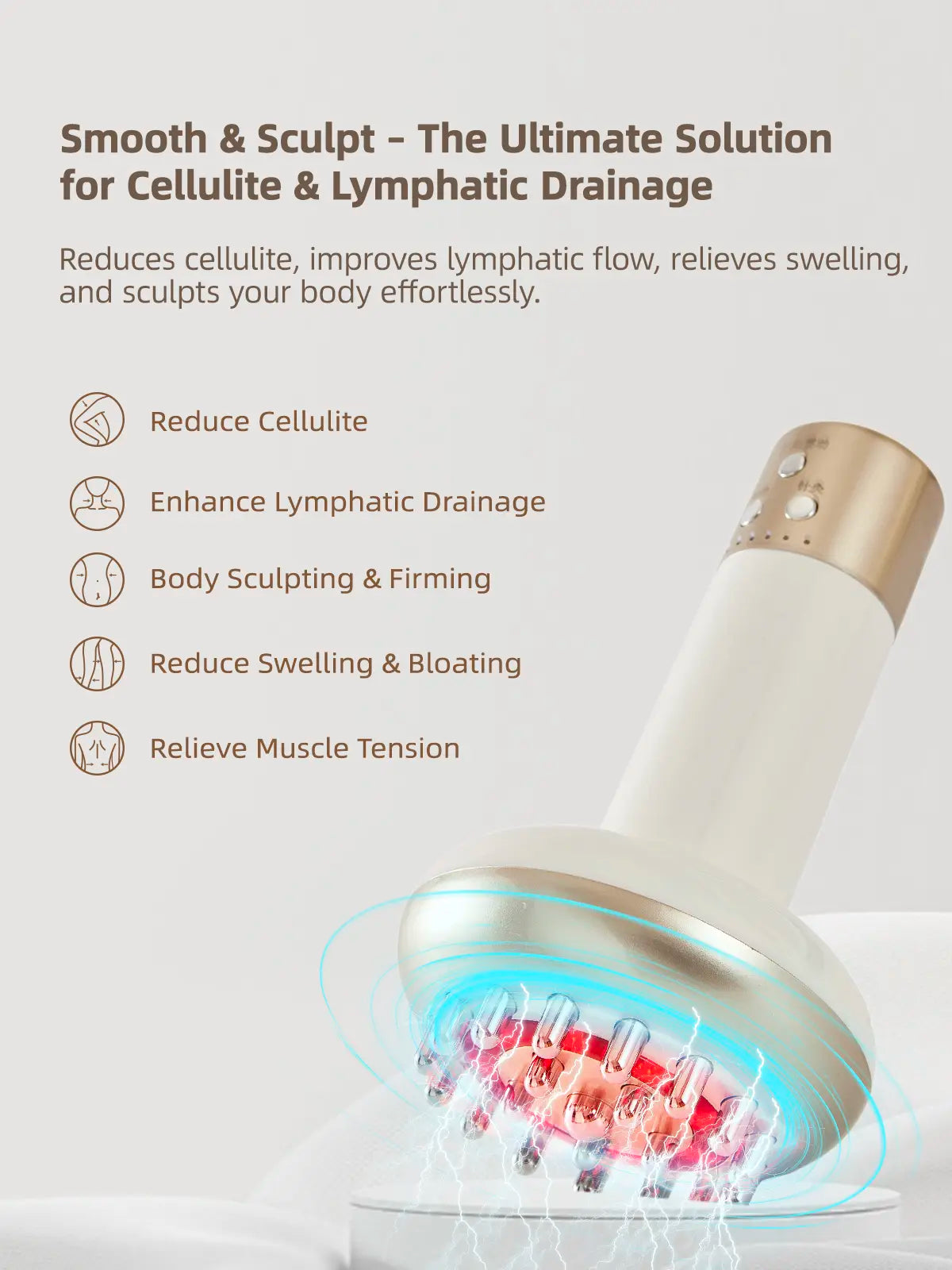 【TikTokShopRestock】Deep Tissue Massager for Sciatica & Back Pain Relief - Electric Pulse Device with Heat, Vibration, Red Light Therapy for Leg, Hip & Nerve Pain, Portable (Gold）) Detox Gift mini image 2