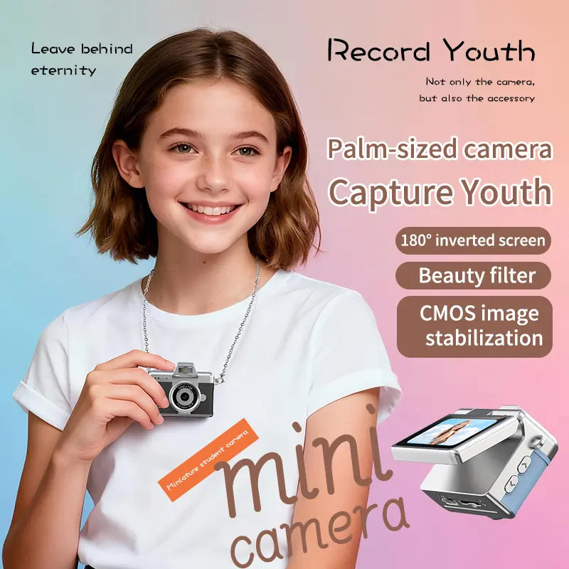 Mini Keychain Digital Camera – Pocket-Size Camera 1080P HD with 1MP Lens, Flash & 0.96" Screen, 32G Card & Charging Cable Included, Retro Vlog Camera for Travel, Concerts, Kids & Instant Party