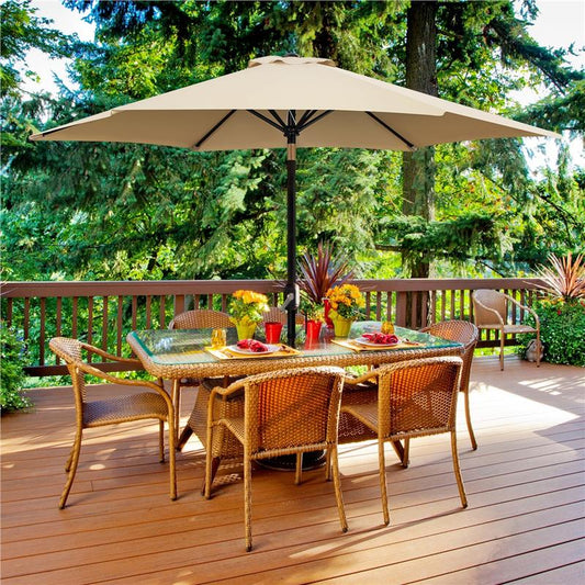 【On Sale】 Yaheetech 10FT Patio Umbrella w/ Push Button Tilt and Crank, Outdoor Garden Table Umbrella for Garden, Deck, Backyard, Pool, Beach