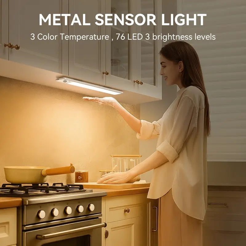 【2 Packs】Under Cabinet Lights,Motion Sensor Night Light Indoor,1500mAh USB Rechargeable Light,Magnetic Installation Dimmable Lights for Kitchen,Wardrobe,Pantry, Closet,Coffee Corner,Bathroom,Stairs,Hallway,Sink Cabinet,Laundry Room,Tool Room,Garage,Fridge