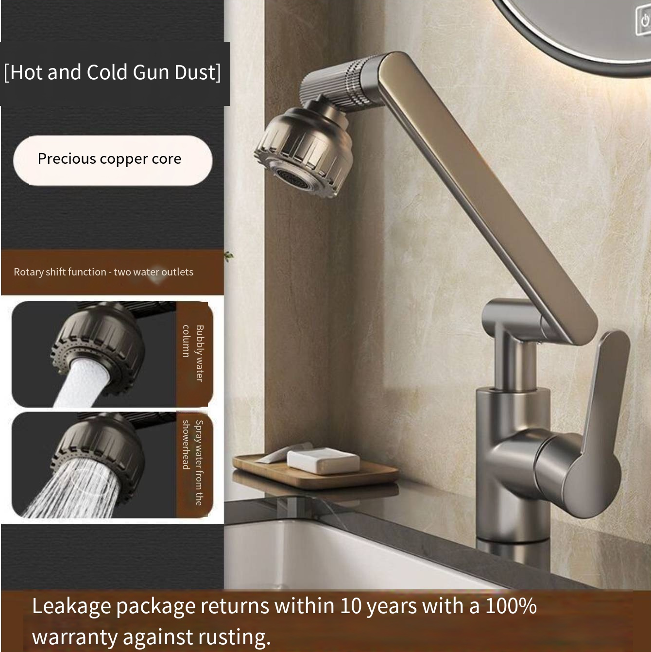 【Limited Sale】 Universal 360° Rotatable Faucet for Bathroom Sink & Kitchen - Hot/Cold Water Mixer Tap
