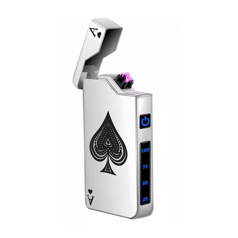 Windproof Double‑Arc Lighter – USB‑C Rechargeable, Parker‑Style Design, Spade‑A Pattern, Wind‑Resistant – Perfect for Candles, Incense Sticks, Camping & Hiking, Men’s Gift